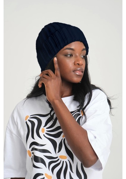 Lacivert Selanik Örme Bere | Kadın Selanik Bere modelleri