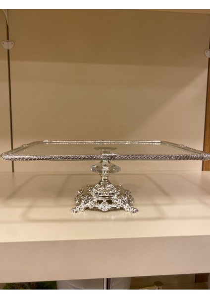 Sunum Ayaklı Gümüş Döküm Pirinç Cam 31X23 cm fiyatları