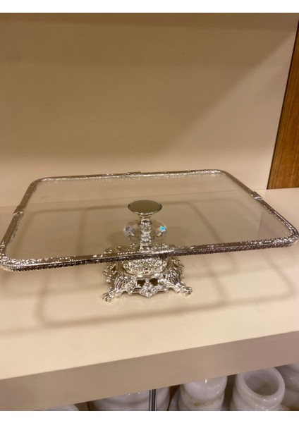 Sunum Ayaklı Gümüş Döküm Pirinç Cam 31X23 cm indirimleri