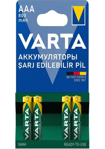 56703 Power 800MAH Aaa Şarj Edilebilir Ince Kalem Pil 4'lü Paket