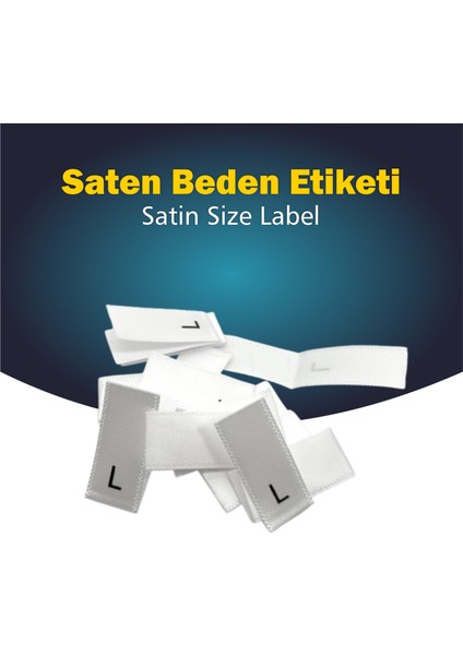 Giyim Etiketi / L Beden Beyaz Renk Saten Kumaş Orta Katlama - 250 Adet