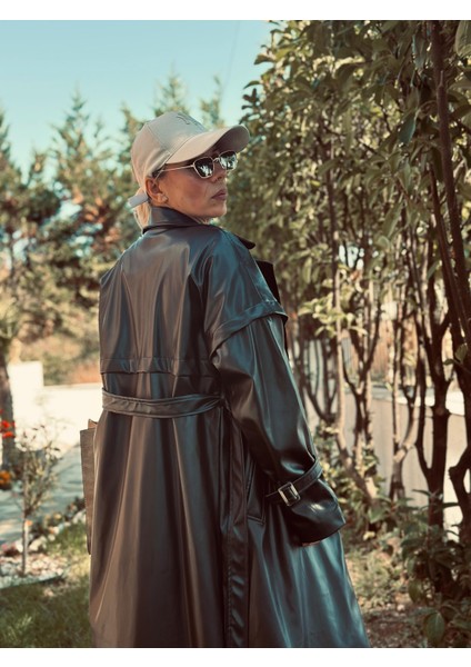 Siyah Queen Uzun Deri Ceket modelleri