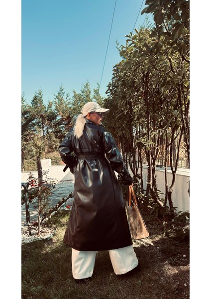 Siyah Queen Uzun Deri Ceket fırsatları