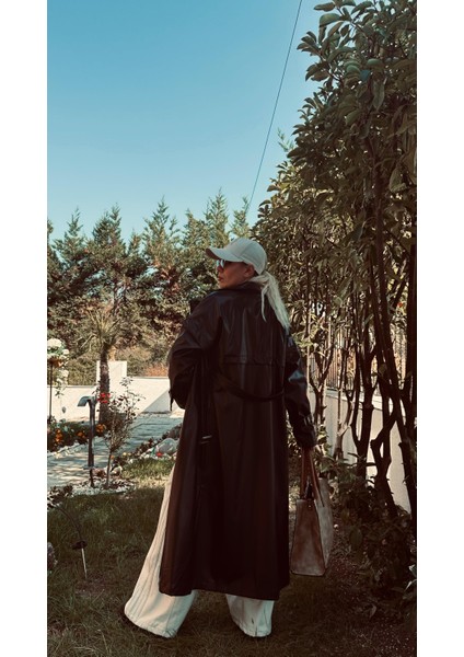 Siyah Queen Uzun Deri Ceket indirimleri