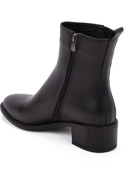 Kadın Deri Alçak Topuklu Fermuarlı Günlük Bot