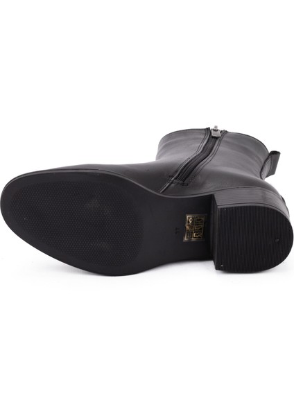 Kadın Deri Alçak Topuklu Fermuarlı Günlük Bot