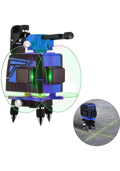 360° 12 Köşe Teleskopik 70MT Ölçü 2x Akü Yeşil Çizgili Hizalama Lazer Metre Hizalama Makinesi