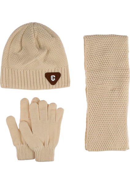 Kitti 9-15 Yaş Erkek Çocuk Içi Polarlı Atkı Bere Eldiven 3'lü Takım