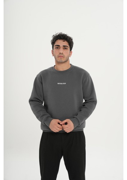 Pamuklu Içi Polarlı Bisiklet Yaka Sweatshirt