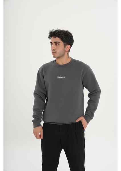 Pamuklu Içi Polarlı Bisiklet Yaka Sweatshirt modelleri