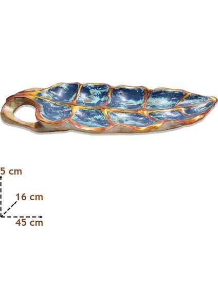 Ahşap Uzun Tabak Yaprak Boyalı Dekoratif Kayık Gondol