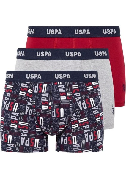 80509 Erkek Baskılı-Bordo-Grimelanj Pamuklu 3'lü Boxer