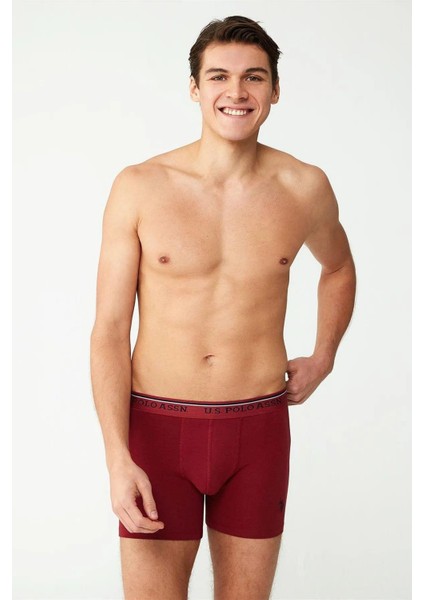 80481 Erkek Bordo Pamuklu Tekli Boxer
