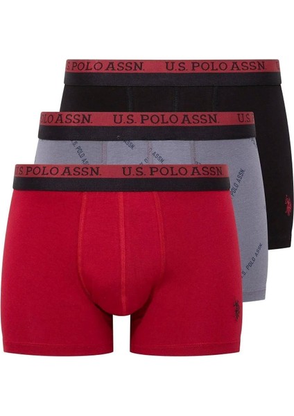 80522 Erkek Baskılı-Bordo-Siyah Modal 3'lü Boxer