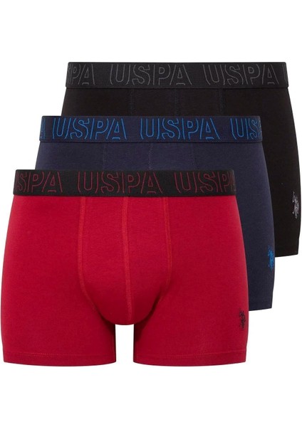 80518 Erkek Bordo-Lacivert-Siyah Modal 3'lü Boxer