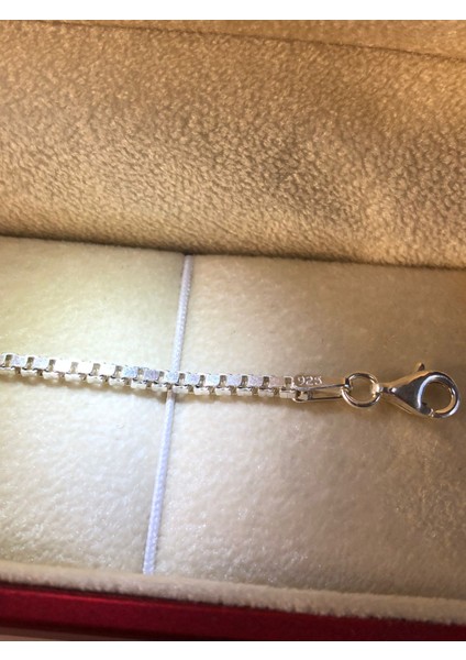 2mm Küp Zincir Model 925 Gümüş Erkek Bileklik Işıklı Kutuda Sevgiliye • Eşe • Babaya Künye indirimleri