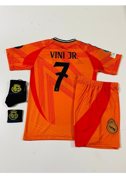Real Madrid 2024-25 Yeni Sezonu Vini Jr. Deplasman Forması 4'lü Set (Armalı)