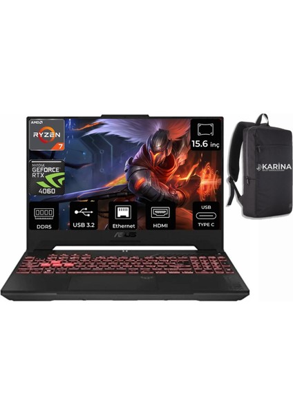 Tuf Gaming A15 Amd Ryzen 7 7735HS 32 GB 2+2tb SSD Nvidia Geforce Rtx 4060 15,6” W11 Gaming Notebook FA507NV-LP034W-38(OUTLET)