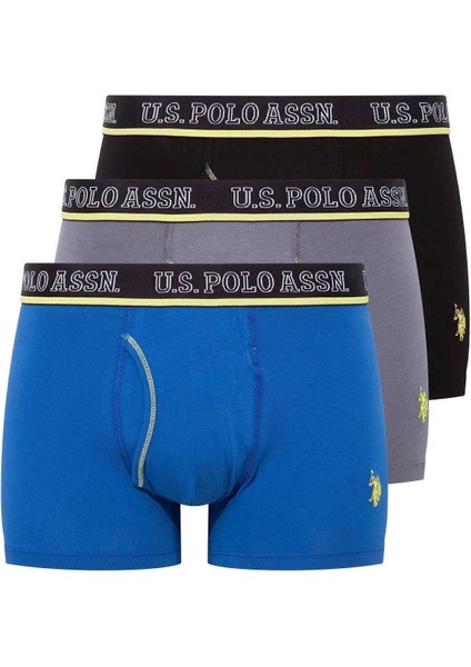 80508 Erkek Antrasit-Saks-Siyah Pamuklu 3'lü Boxer