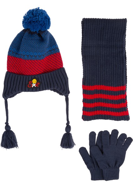 Kitti 4-8 Yaş Erkek Bebek & Çocuk Içi Polarlı Atkı Bere Eldiven 3'lü Takım