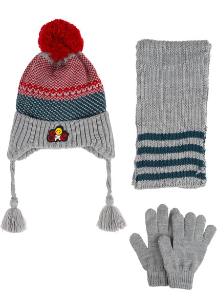 Kitti 4-8 Yaş Erkek Bebek & Çocuk Içi Polarlı Atkı Bere Eldiven 3'lü Takım