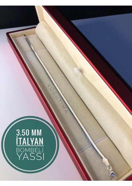 Erkek Gümüş Bileklik 3.5mm Italyan Bombeli Ezme Model Erkek Bileklik • Işıklı Kutuda • Sevgiliye