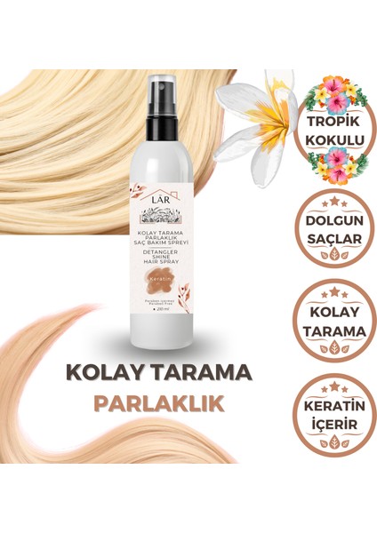Paraben İçermeyen, Keratin İçeren Kolay Tarama ve Parlaklık Veren Saç Bakım Spreyi- 210ml