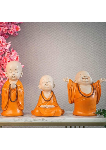 Dekoratif Keşiş Buda Meditasyon Seti Turuncu