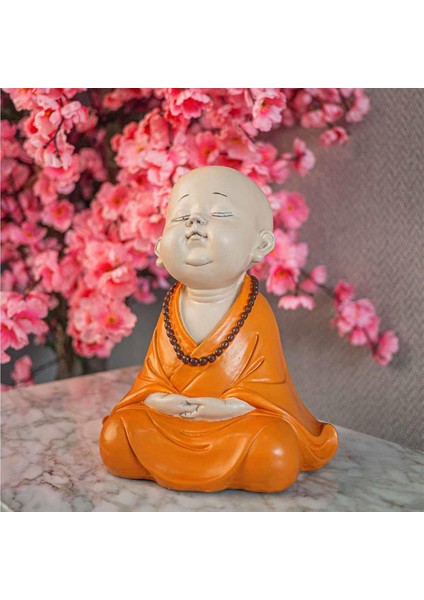 Dekoratif Keşiş Buda Meditasyon Seti Turuncu
