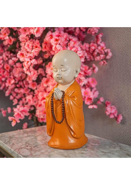 Dekoratif Keşiş Buda Meditasyon Seti Turuncu