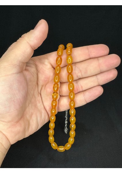 Toz Kehribar Tesbih Sarı Renkli Beyzi Kesim 11MMX8 mm T-575 modelleri