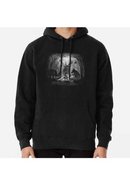 Zoka Wear Fox Wolf Deer And Forest Cello Music Baskılı Sweatshirt