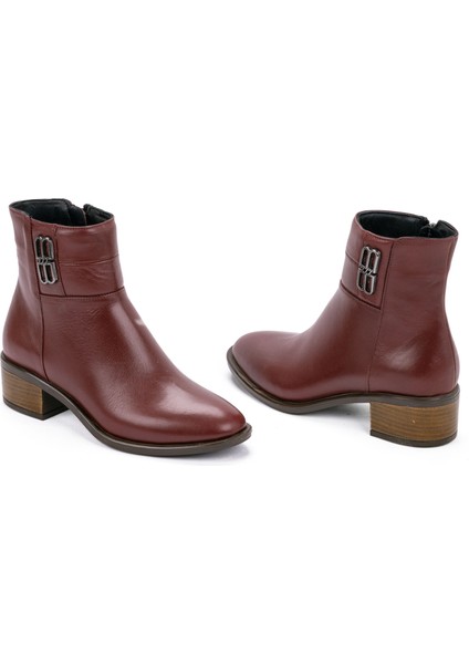 Kadın Deri Tokalı Alçak Topuklu Günlük Bot