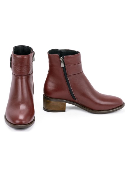 Kadın Deri Tokalı Alçak Topuklu Günlük Bot modelleri