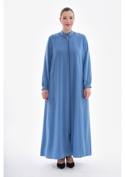 Medine Ipeği Günlük Çakma Incili Fermuarlı Ferace modelleri