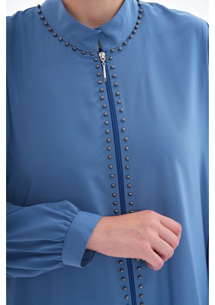 Medine Ipeği Günlük Çakma Incili Fermuarlı Ferace indirimleri