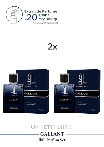 Premium Hediye Kutulu Gallant Extrait De Parfume - Exclusive Erkek Parfüm Seti 50 ml 2'li