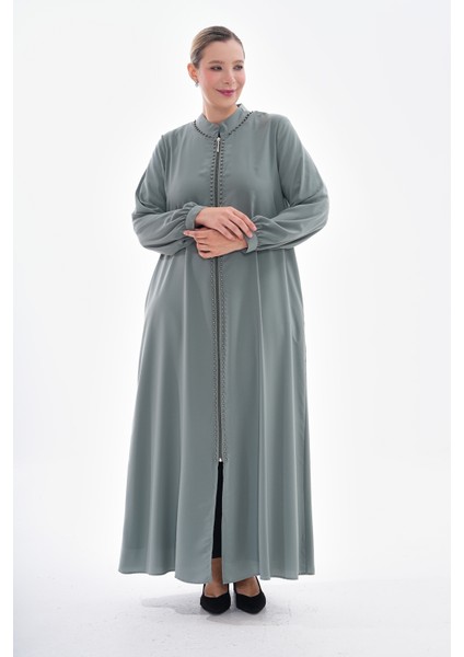 Medine Ipeği Günlük Çakma Incili Fermuarlı Ferace fiyatları