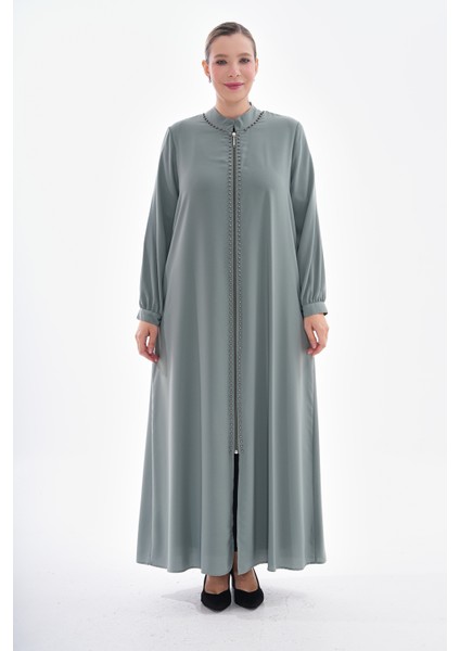 Medine Ipeği Günlük Çakma Incili Fermuarlı Ferace modelleri