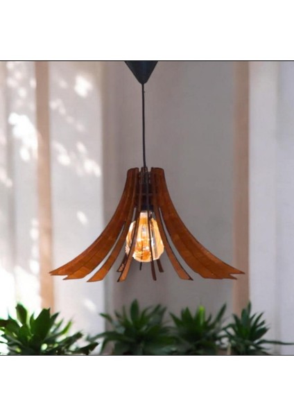 Salon Ofis Cafe Aydınlatma Yay Ince Modern Aydınlatma Tasarım Doğal Ahşap Mdf 3D Lazer Kesim Rustik Salon Avize