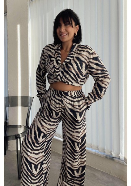 Zebra Desenli Pijama Takımı