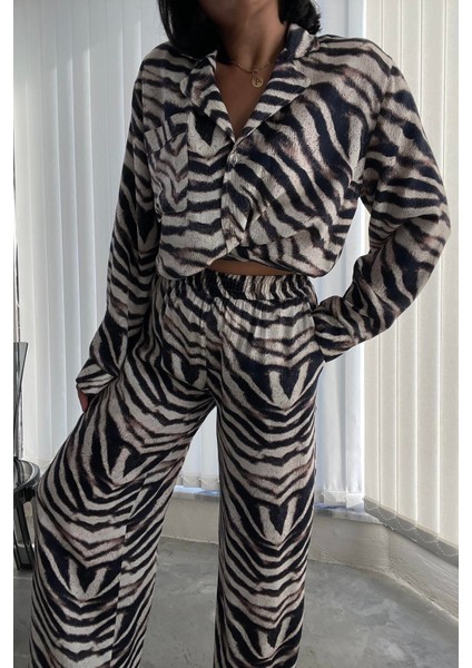 Zebra Desenli Pijama Takımı