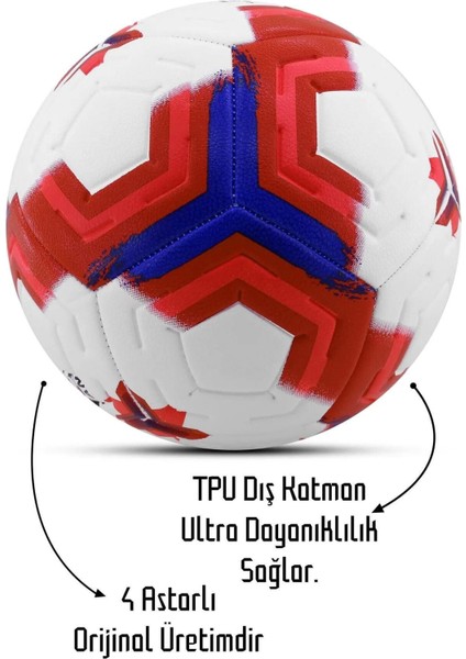 Telvesse Orijinal Futbol Topu Premiera Halı Saha Sert Zemin Futbol Topu Hibrit Kırmızı No:5 Premier modelleri
