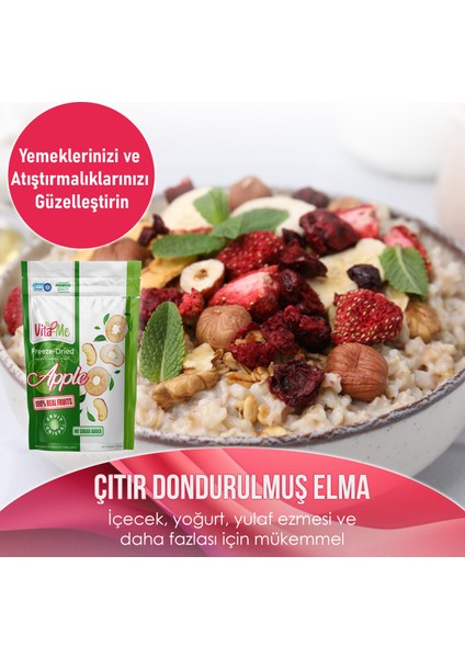Freeze Dried Apple 15 Gram - Dondurularak Kurutulmuş Çıtır Elma Atıştırmalık fırsatları