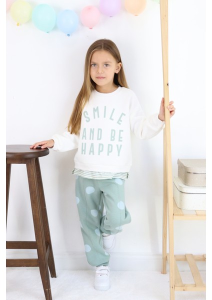 Kız Çocuk Smile And Happy Baskılı Kalın Eşofman Takımı indirimleri