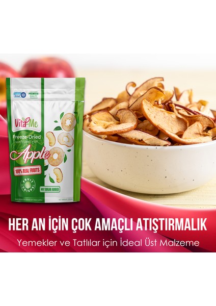 Freeze Dried Apple 15 gr Dondurularak Kurutulmuş Çıtır Elma Atıştırmalık 2 Adet