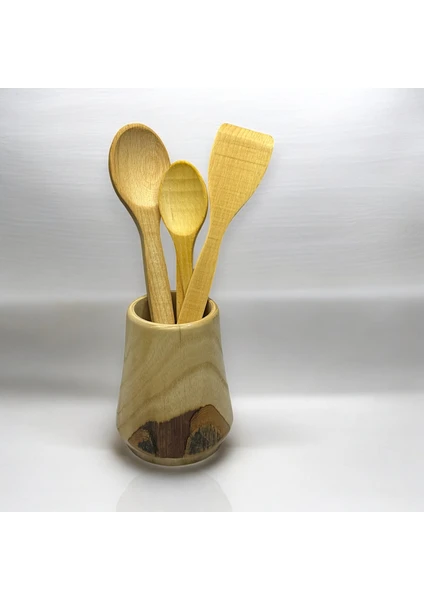 3 Parça Ahşap Mutfak Servis Seti (23CM Ahşap Kaşık, 27CM Ahşap Kaşık, 27 cm Ahşap Spatula)