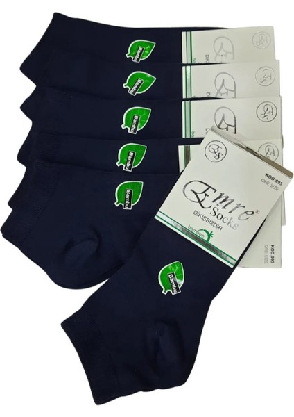 6 Çift Bambu Kısa Spor Dikişsiz Burunlu Lacivert Erkek Patik Çorap