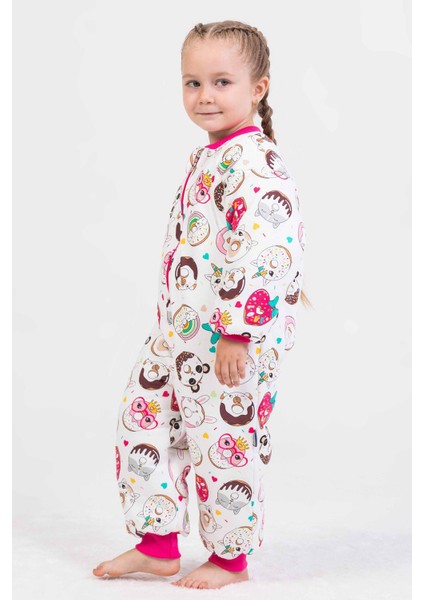 Donut Desenli Elyaf Dolgulu Uzun Fermuar Rahat Kullanım Pembe 2,5 Tog Kız Çocuk Uyku Tulumu fiyatları
