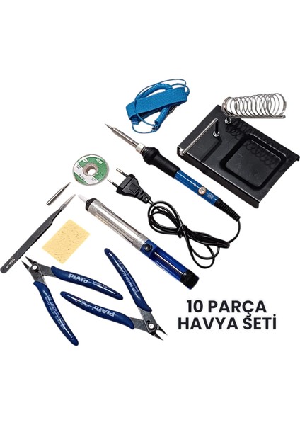 10 Parça 60W Isı Ayarlı Kalem Havya Seti